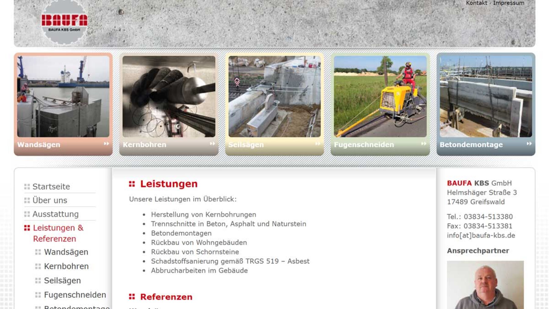 BAUFA: Menü am linken Rand fixiert BAUFA: Menü am linken Rand fixiert